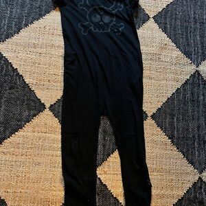 nununu Black Kids Jumpsuit with Skull Design